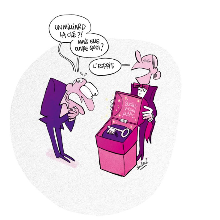 Défense de l'audiovisuel public - dessin : Soulcié